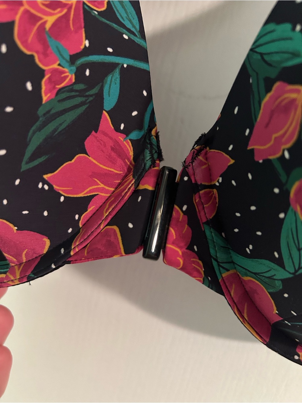 Torrid Floral Push-Up Bra in Black with Pink Rose Print - Picture 3 of 4